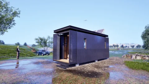 Timberecco tinyecco tiny house modular. iso rain